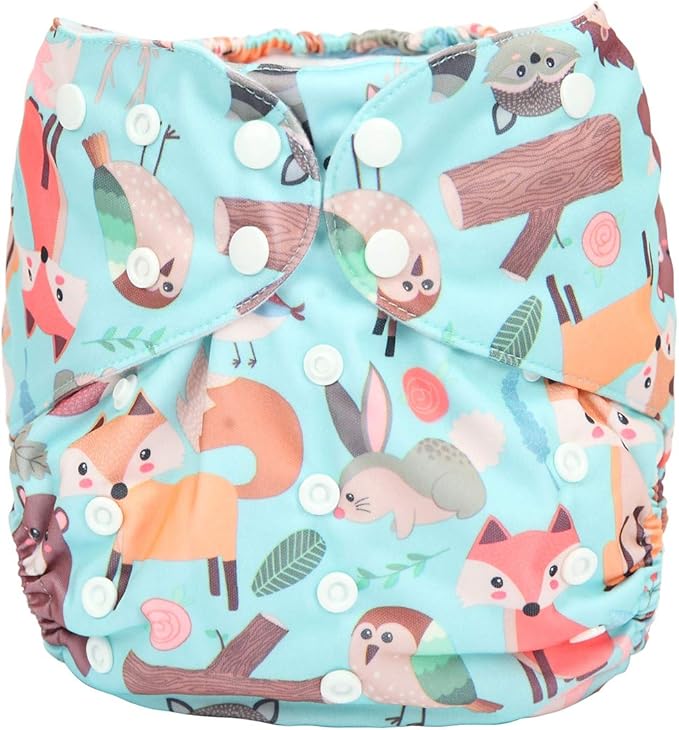 2 to 7 Years Old Junior Big Cloth Diaper Pocket Reusable Washable Baby Kids Toddler (Fox Rabbit)