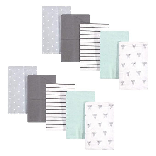 Hudson Baby Unisex Baby Cotton Flannel Burp Cloths, Modern Elephant, One Size