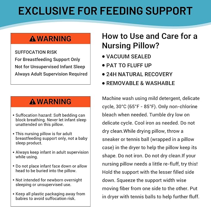 AMASKY Nursing Pillow, Plus Size Ergonomic Design, Breastfeeding Pillows Support for Mom and Baby, Removable Cotton Cover, Machine Washable, Ice Blue，Pallet of Product