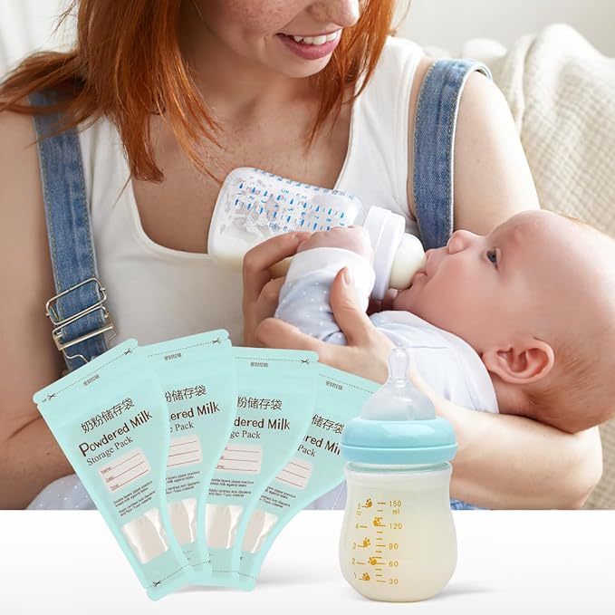 Kisangel 90pcs Milk Storage Bags, Disposable Powder Formula Bags, Small Baby Formula Container To Go for Feeding Food Milk Breastmilk Pouches