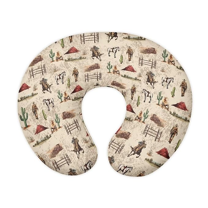 Baby Nursing Pillow Cover Western Horse Cactus Printed Soft Breastfeeding Pillow Cover for Newborn Infant, Soft Comfy Nursery Bottle Pillowcases Nursing Pillow Slipcover for Boys Girls