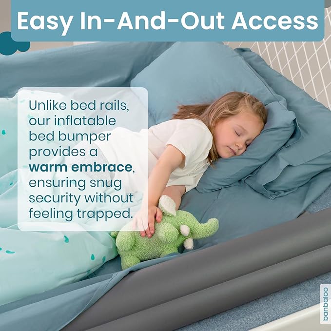 BANBALOO -Inflatable Bed Bumper for Children - Child Fall Protection, Inflatable Travel Bed Rail, for fold-Away, Single, Double, Queen Size, King Size and Montessori beds