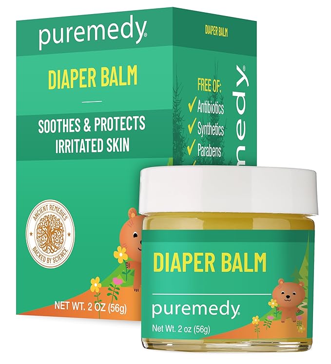 Puremedy - Diaper Balm - Baby Rash Healing Ointment, All-Natural Vegan Balm Soothes and Relieves Symptoms of Dry Itchy Flaky Red Skin - 2 oz