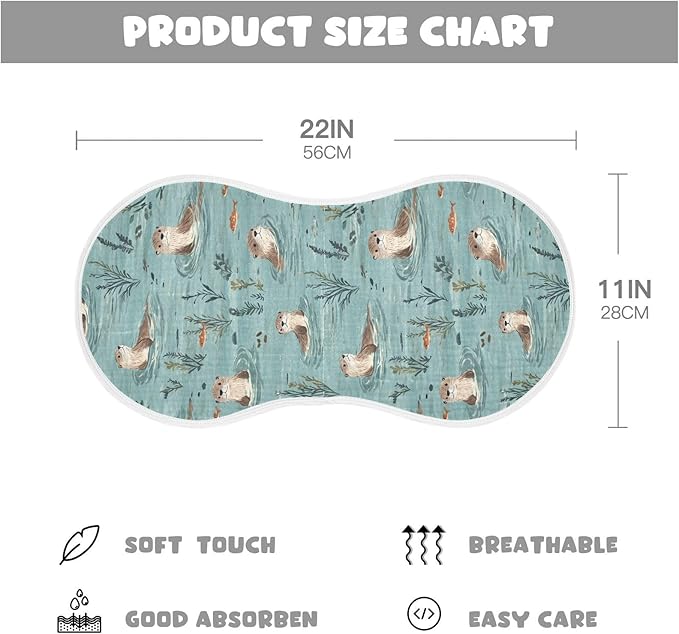 Otter Muslin Burp Cloths for Baby Boys and Girls - 4-Pack Ultra Absorbent Muslin Washcloths, Newborn Towel, Milk Spit Up Rags, Burp Cloth Bib for Unisex, 22 x 11 Inch