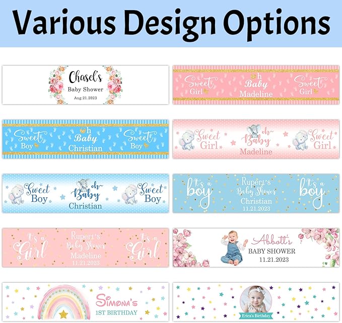 Personalized Water Bottle Labels for Baby Shower Custom Baby Shower Labels with Name for Water Bottle Stickers Waterproof Printable Photo Bottle Labels Gifts 50 Pcs