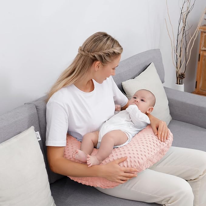 Pillowcase for Nursing Pillow and Positioner for Breastfeeding and Bottle Feeding, Propping Baby, Tummy Time, Baby Sitting Support, Awake-Time Support, Pillow Cover Only (Light Pink)