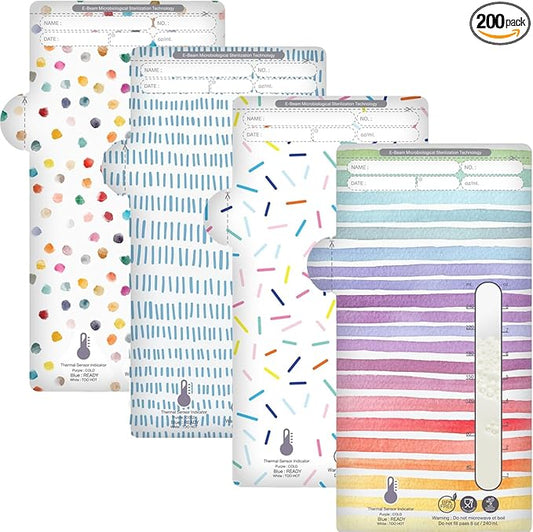 SPOSIE SimpleFeed Breast Milk Storage Bags | Feeding Made Easier | 8oz, 200 Count | Easy Pour, Temperature Sensor, Freezer Safe, Leak-Proof, BPA-Free (Pack of 2)