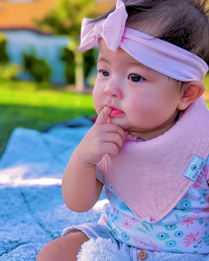 DiaperSquad's 100% Organic Cotton Baby Drool Bibs, Super Absorbent & Adjustable Baby Bibs for Drooling and Teething