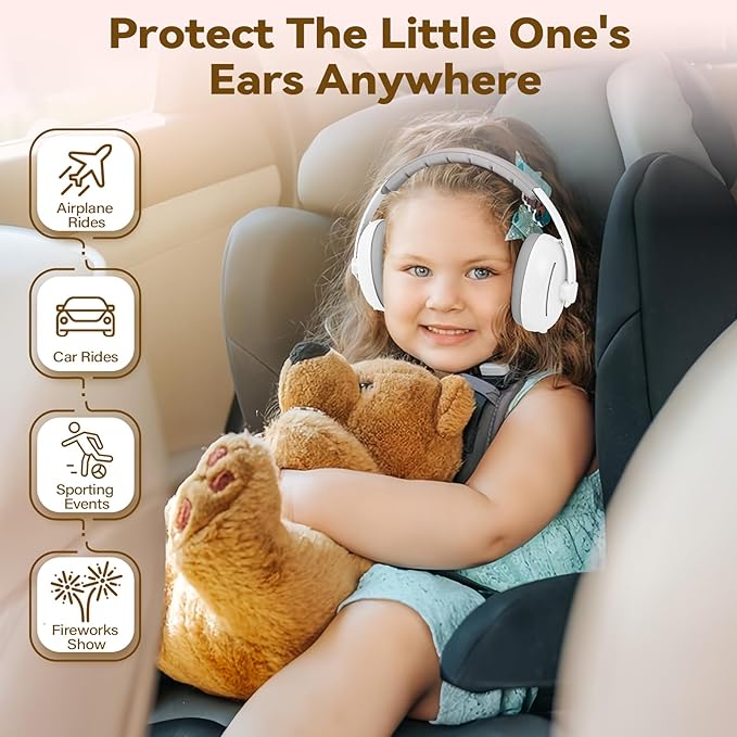 Baby Ear Muffs Noise Protection: 2-in-1 Baby Headphones for Noise, Protects Hearing for 0-48 Months Infants Toddler