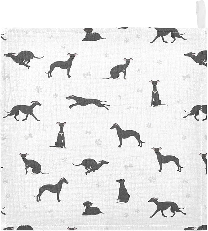 vvfelixl Baby Cotton Washcloths Whippet Dog Infants Bath Towel for Unisex Puppy Face Towels for Newborn, Natural Baby Wipes Delicate Skin, 11.8 X 11.8 inch, one sizex3