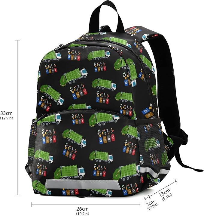 Garbage Truck Trash Recycling Water Bottle for kids- 12 Ounce;Kid's Toddler Backpack for Boys Girls