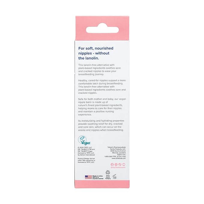 Dr. Talbot's Mom Vegan Nipple Balm for Breastfeeding Mothers - 2 oz - Lanolin-Free, Plant-Based Nipple Cream - Made with Calendula, Jojoba Oil, Shea & Cocoa Butter - Soothing Care for Nursing Moms