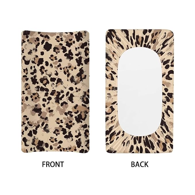 Leopard Print Diaper Change Table Covers Easy to Install Girl Changing Pad Cover with Elastic Edge Easy to Install Cradle Mattress Sheets for All Season