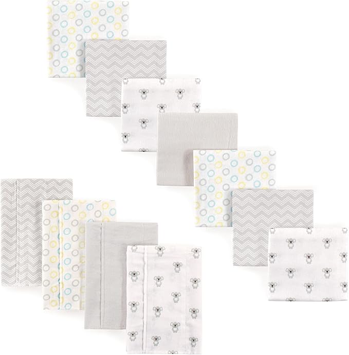 Luvable Friends Unisex Baby Cotton Flannel Burp Cloths and Receiving Blankets, 11-Piece, Koala, One Size
