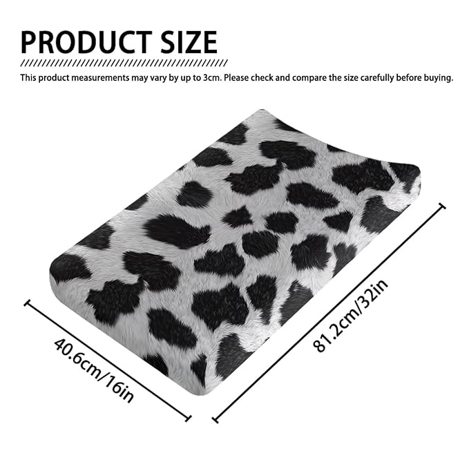 Cow Print Diaper Change Table Covers Removable Changing Pad Cover for Baby Easy to Install Cradle Mattress Sheets for All Season Gift for Holiday