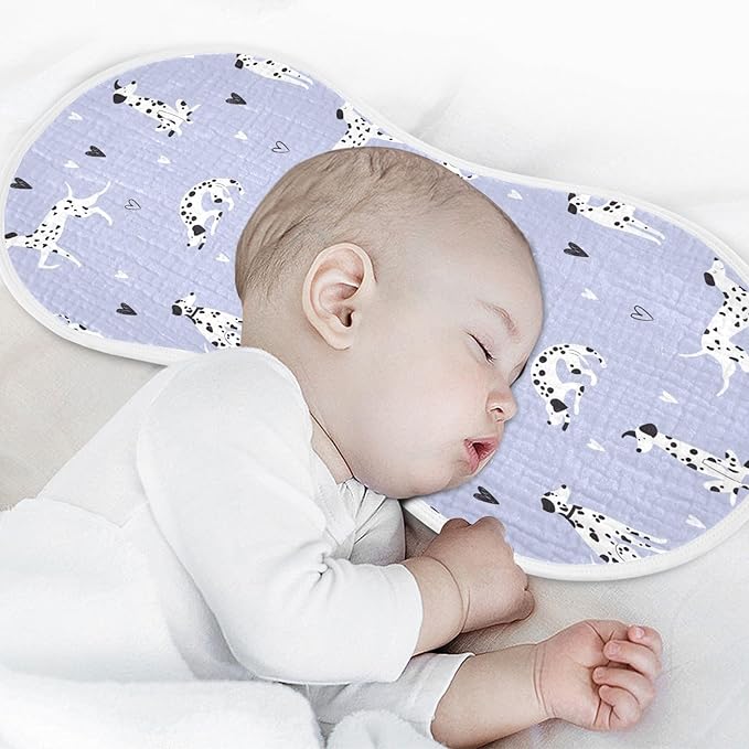 Muslin Burp Cloths for Baby Boys and Girls - 2-Pack Ultra Absorbent Cartoon Dalmatian Dogs Muslin Washcloths, Newborn Towel, Milk Spit Up Rags, Burp Cloth Bib for Unisex, 22 x 11 Inch