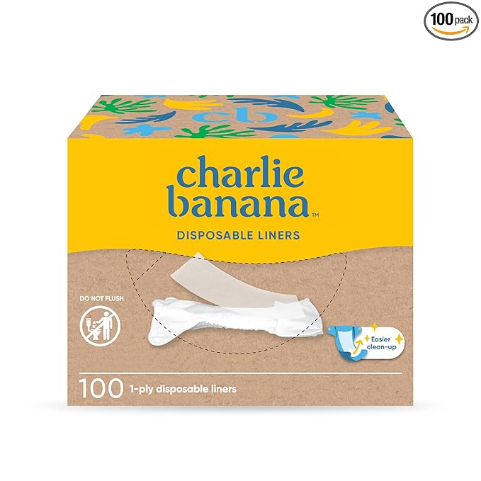 Charlie Banana Baby Disposable Cloth Diaper Liners and Baby Wipes, Unscented, 100 Count Pack