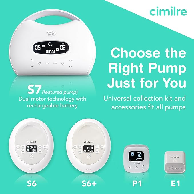 S7 Dual Pro Rechargeable Breast Pump by Cimilre, Customizable Pump Sessions w/Dual Motors, Multiple Cycle Speeds, & Hospital Strength Suction Levels, Double Electric Breast Pump