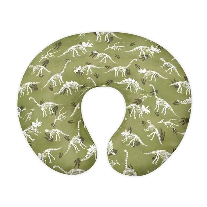 Jeiento Green Dinosaur Breastfeeding Pillow Covers Soft Comfort Dinosaur Nursing Pillow Case Stretchy Removable Slipcover for Newborn Boys Girls,Bottle Feeding,Cover Only