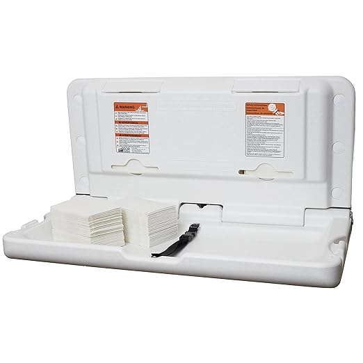 ECR4Kids Horizontal Wall-Mounted Changing Station with 500 Liners, Baby Changer, White Granite