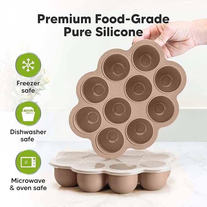 KeaBabies 12-Pack Baby Food Glass Containers and Silicone Baby Food Freezer Tray with Clip-on Lid - 4 oz Leak-Proof, Microwavable, Storage Container, Silicone Freezer Molds