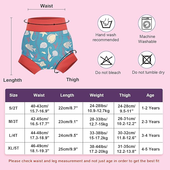 MOEMOE Baby Reusable Swim Diapers 3Pcs Comfortable Waterproof Baby Swim Diapers for Boys and Girls Swim Lesson L/4T