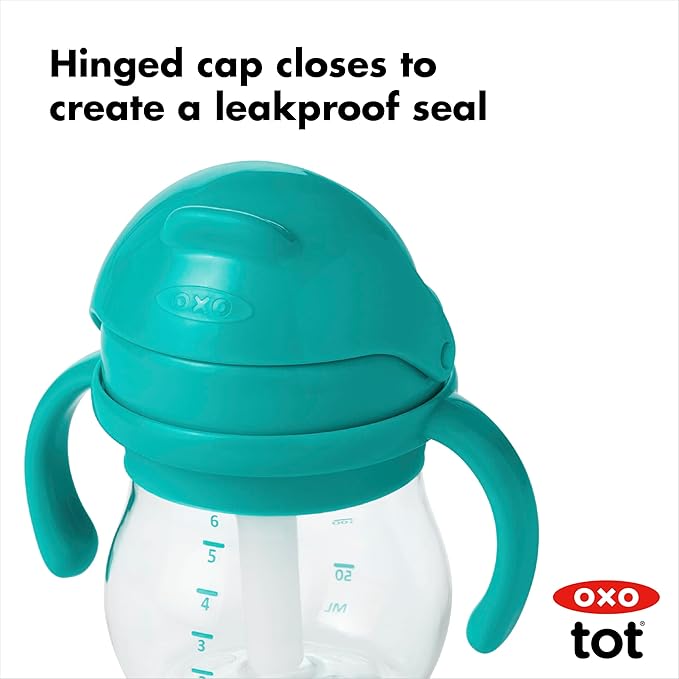 OXO Tot 6 Ounce Transitions Straw Cup with Removable Handles - Teal