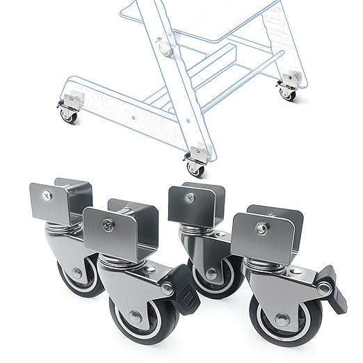 4-Pack Heavy-Duty Wheels Compatible with Stokke Tripp Trapp High Chair - 2-Inch Silent Casters with Chrome-Plated Steel Brackets, 360° Rotation, No-Scratch Design, Supports 176 lbs (1 STE)