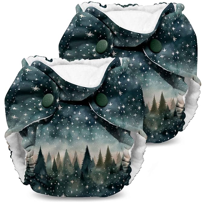 Kanga Care Lil Joey Newborn All in One AIO Cloth Diaper (2pk) Stargazing 4-12lbs