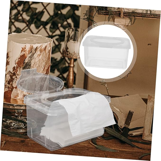 2pcs Wipes Box Clear Container with Lid Plastic Face Mask Dust Mask Wipes Pouch Case Wipe Dispenser Refillable Wipes Dispenser Holder Pp Toilet Wipes Holder Filling