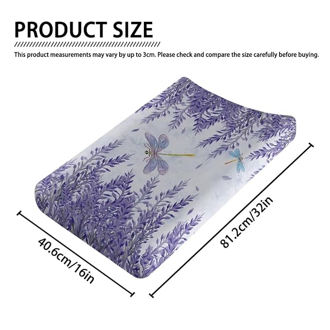 Microfiber Diaper Changing Table Sheets for Infants and Toddles Purple Dragonfly Lavender Baby Changing Pad Cover Soft Breathable