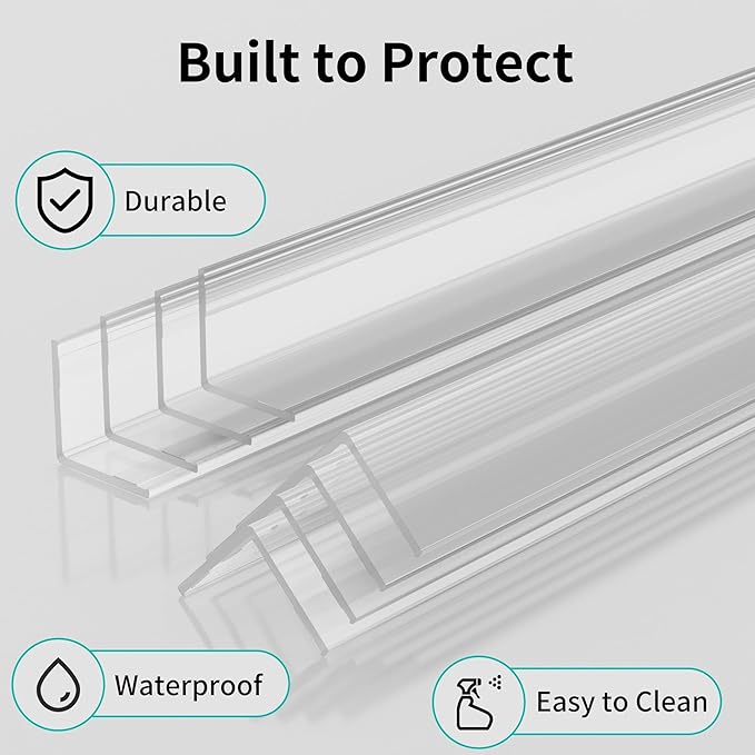 30x30mm Self Adhesive Corner Guard, 8pcs 47.2" Wall Corner Protector Strip, Flexible PVC Edge Trim, Peel and Stick Corner Protection for Furniture, Wall Edges & Table Corners