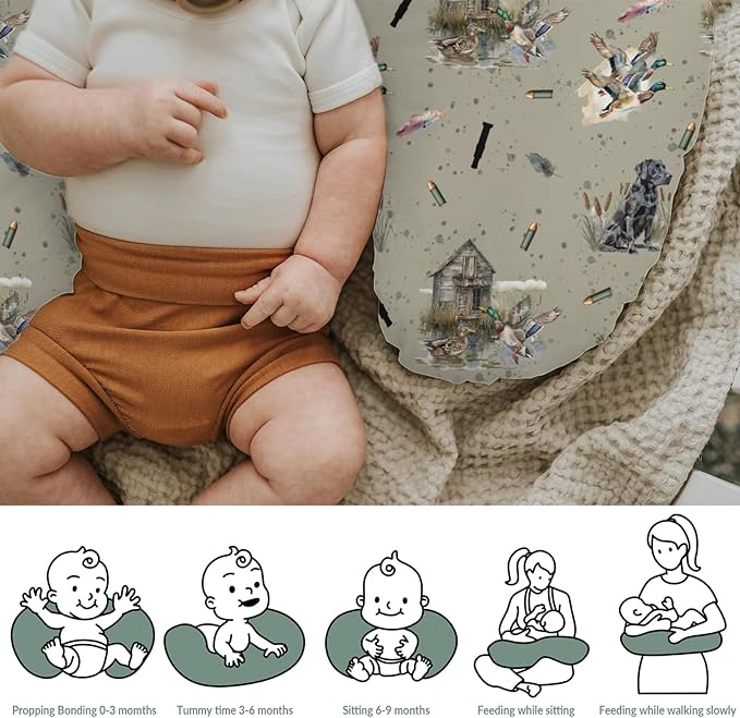 Vintage Duck Hunting Hunter Baby Nursing Pillow Covers for Boy Girl Retro Mallard Ducks Dog Farmhouse Nursery Pillowcase for Breastfeeding Pillows Wild Bird Soft Stretchy Slipcover for Newborn Infant