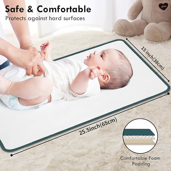 Portable Diaper Changing Pad for Baby - Waterproof Compact Changing Mat with Wrist Strap - Wipeable Travel Changing Pad for Diaper Bag - Gifts for Baby Shower by PHOEBUS BABY(Woods)