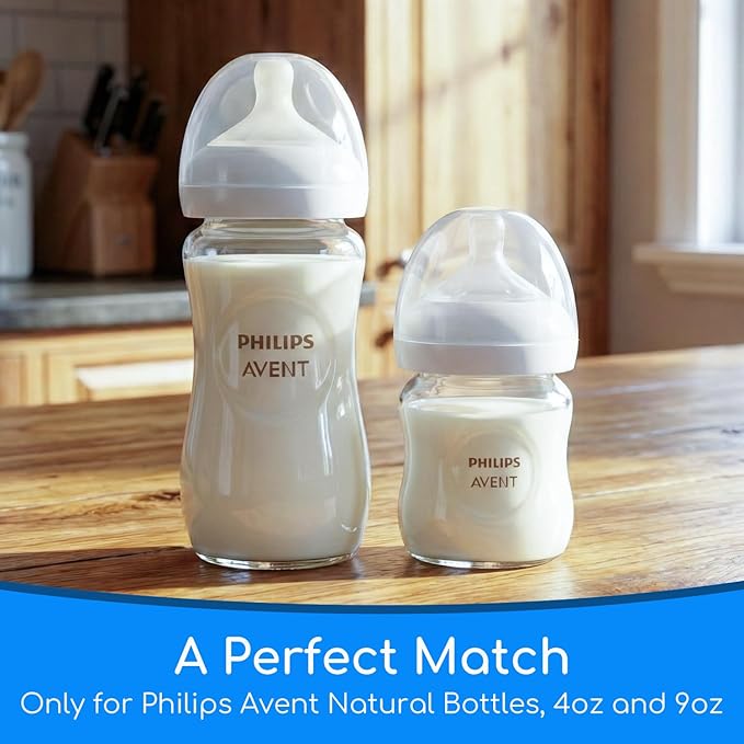 Replacement Lids Compatible with Philips Avent Natural Baby Bottles, Extra Secure Leak-Proof Caps for Travel, BPA-Free, High-Toughness Protective Covers for Glass & Plastic Bottles, 4-Pack