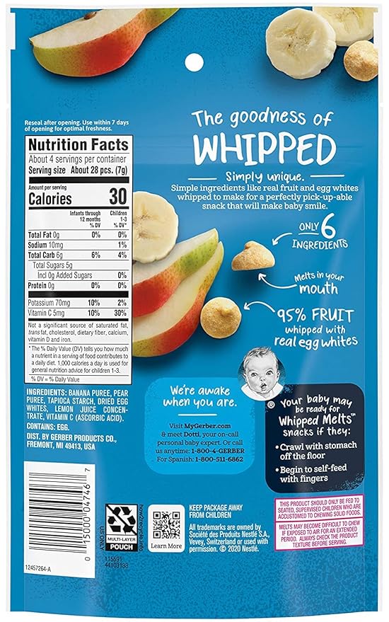 Gerber Natural for Baby Whipped Melts, Banana Pear, 1 Ounce