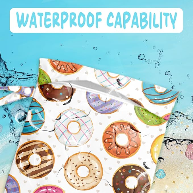 Wet Bag for Baby Swimsuit Kids Wet Dry Bag for Breast Pump Parts Diaper Bag Toiletries Daycare Organizer Beach Vacation Essentials Colorful Donut Waterproof Travel Laundry Bags