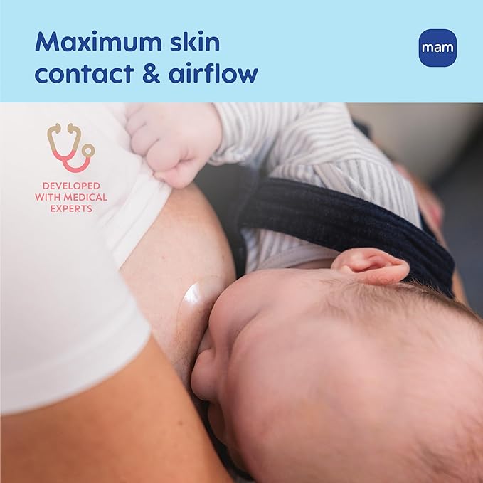 MAM Nipple Shields for Breastfeeding Medium 20mm – Ultra Thin Silicone Shield for Latch Assist, Protects Sore or Flat Nipples, SkinSoft Surface, Sterilizing Case Included, BPA Free (2 Pack)
