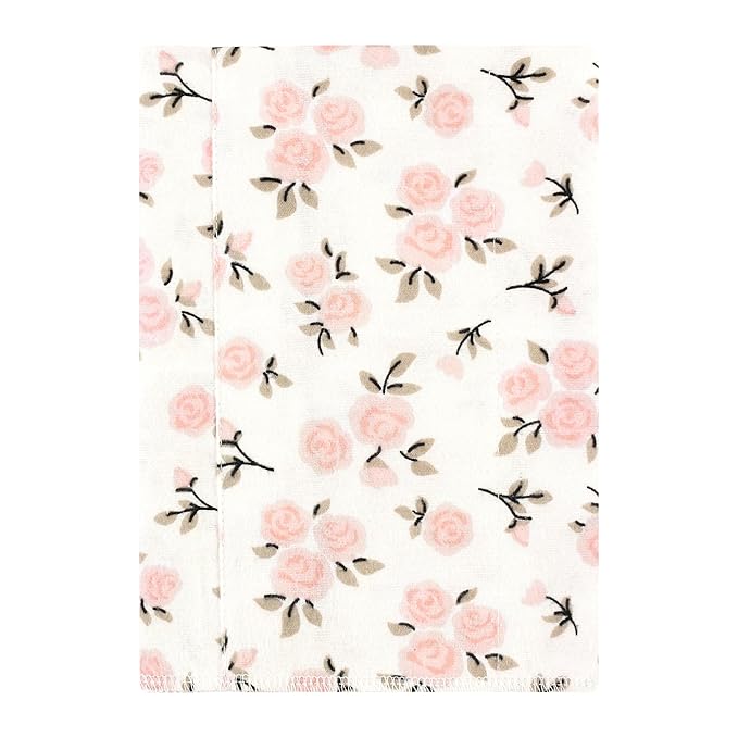 Hudson Baby Unisex Baby Cotton Flannel Burp Cloths, Neutral Pink Floral 4 Pack, One Size