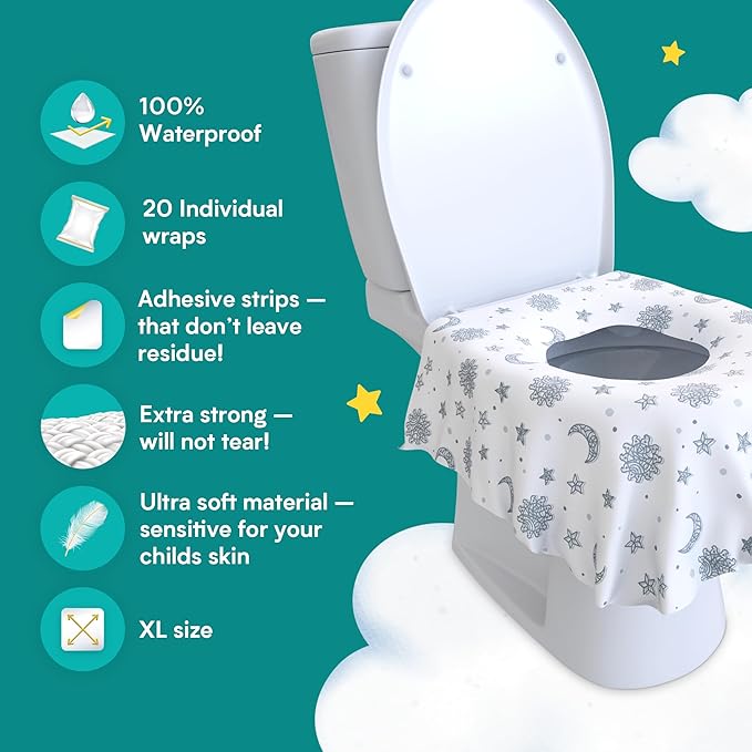Eli with Love 20 Pack Extra Large Disposable Toilet Seat Cover (Boho) – Toddler Toilet Covers for Full Coverage On Toilet or Potty – Ideal Travel Toilet Seat Covers for Kids and Adults