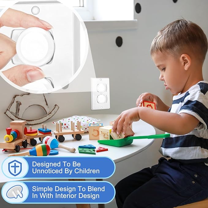 Thyle 100 Pcs Baby Proofing Outlet Covers Bulk Improved Grip Socket Guards for Child Safety Standard Universal Electrical Plug Protectors for Home Office Daycare (White)