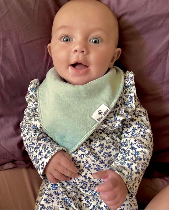 DiaperSquad's 100% Organic Cotton Baby Drool Bibs, Super Absorbent & Adjustable Baby Bibs for Drooling and Teething