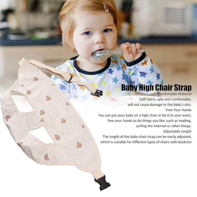 Adjustable Baby Safety Harness Strap, Soft Polyester Waist Belt for High Chairs Travel Dining Outdoor Home (Type 2)
