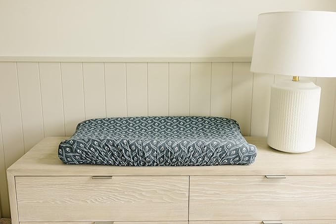Mebie Baby Changing Pad Cover, Navy Berry, 100% Muslin Cotton Changing Table Pad Cover for Baby Boy and Girl, Designer Nursery Decor Covers, Diaper Changing Pad Cover for Changing Station