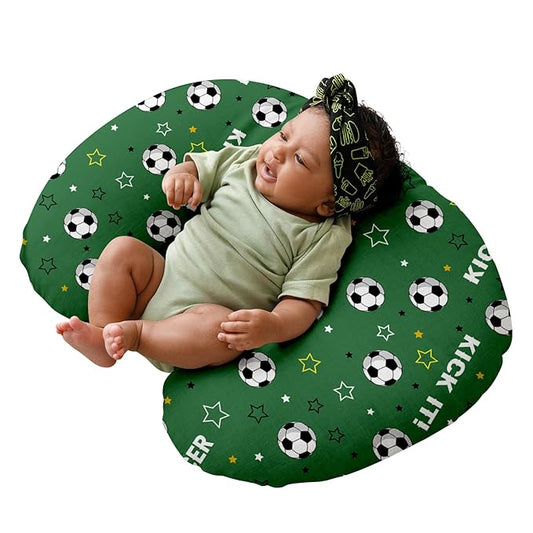 Dyoart Baby Nursing Pillow Cover, Custom Breastfeeding Bottle Pillow Slipcover, Personalized Gift for Infant Boys Girls,Soccer Pattern, Ultra Soft Comfortable(one Size)