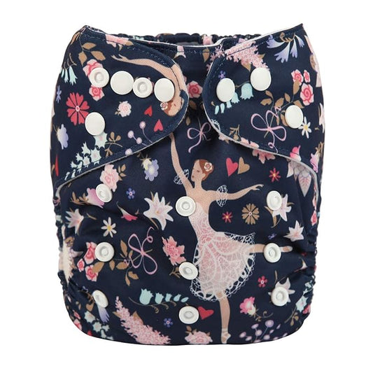 Baby Pocket Diaper Nappy Reusable Washable for Girls (Ballerina Dance)