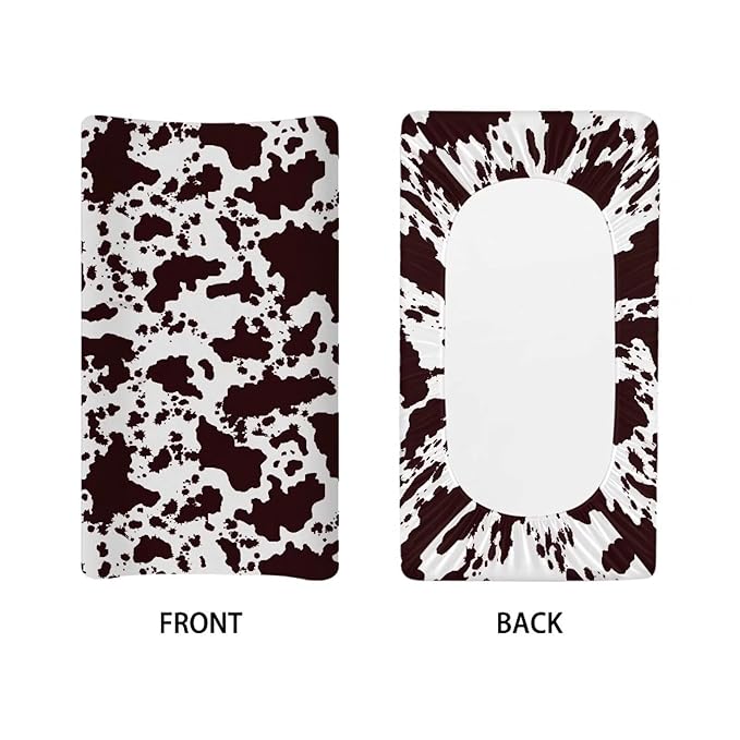 Brown Cow Print Changing Pad Cover for Baby Girls Boys Soft Breathable Diaper Changing Pad Cover with Elastic Edge Removable Bassinet Cradle Mattress Sheets 32x16