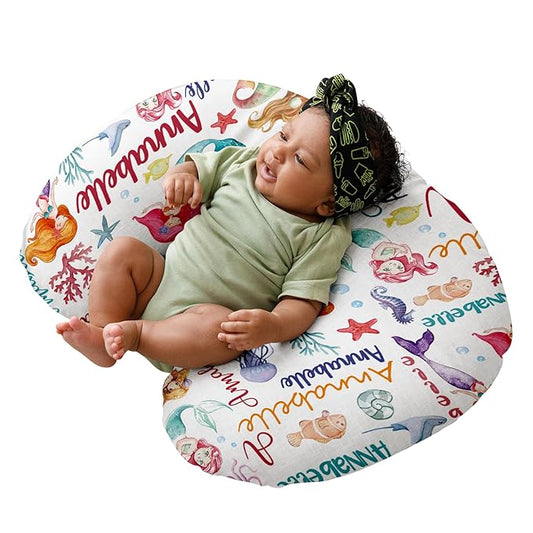 Dyoart Baby Nursing Pillow Cover,Custom Name Gifts,Ultra Soft Comfortable for Infant Boys Girls,Breastfeeding, Mermaid(one Size)