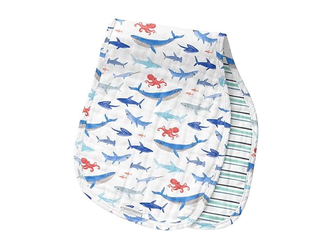 Stephen Joseph, Muslin Baby Burp Cloths, 2-Pack 100% Cotton, Burp Cloth for Baby Boys and Girls, Shark