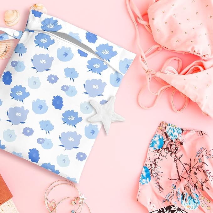 Wet Bag, Wet Dry Bag, Wet Bag for Swimsuit, Travel, Beach, Pool, Diapers, Dirty Yoga Gym Clothes, Toiletries, Makeup Bag, Waterproof Reusable Cute Daisy Floral Flower